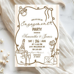 Invitation Fiançailles Champagne Manuscrites Gribouillées Bei