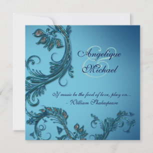 Invitation fiançailles d'anniversaire de mariage bleu et élég