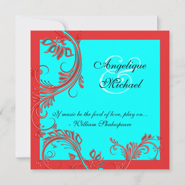Invitation Fiançailles d'anniversaire du mariage bleu rouge (Devant)