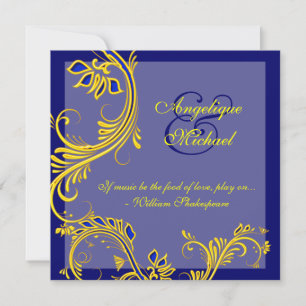 Invitation fiançailles d'anniversaire du mariage jaune bleu