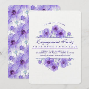 Invitation Fiançailles d'aquarelle fleurie d'anémone violet