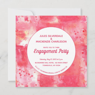 Invitation Fiançailles d'aquarelle rose moderne Confetti