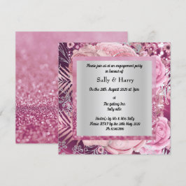 Invitation Fiançailles de Bouquet Élégant rose