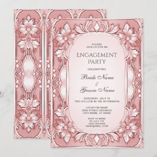 Invitation Fiançailles de cadre Floral Rose