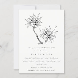 Invitation Fiançailles de croquis noir blanc pour palmes trop