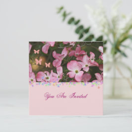 Invitation Fiançailles de Dogwood rose et papillon