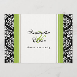 Invitation fiançailles de mariage damassé blanc noir