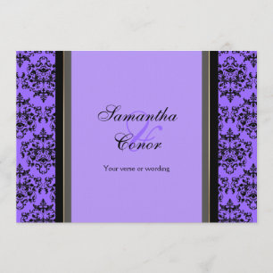 Invitation fiançailles de mariage damassé noir pourpre