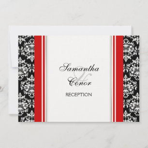 Invitation fiançailles de mariage damassé rouge noir