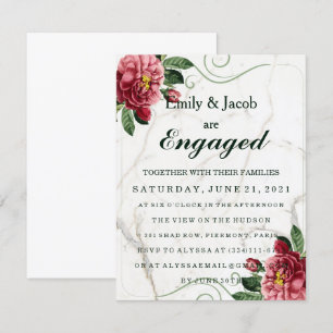 Invitation Fiançailles de mariage élégant en marbre
