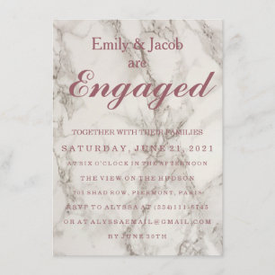 Invitation Fiançailles de mariage élégant en marbre