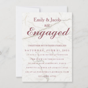 Invitation Fiançailles de mariage élégant en marbre