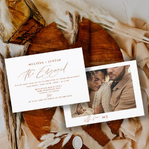 Invitation Fiançailles de mariage photo lettre manuscrite en