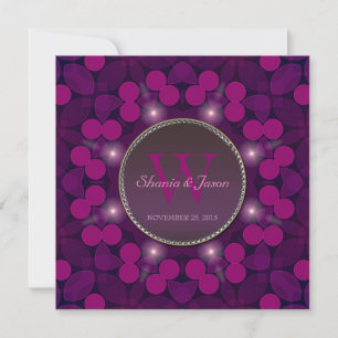 Invitation Fiançailles de monogramme magique Berry Pink