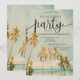 Invitation Fiançailles de palmiers de plage Retro