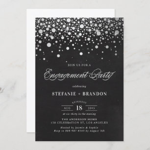 Invitation Fiançailles de tableau noir Faux Silver Foil Confe