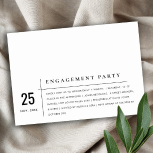 Invitation Fiançailles de typographie moderne Gras Noir & Bla