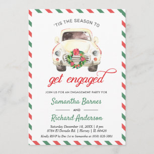 Invitation Fiançailles de voyage en voiture de Noël Mariage