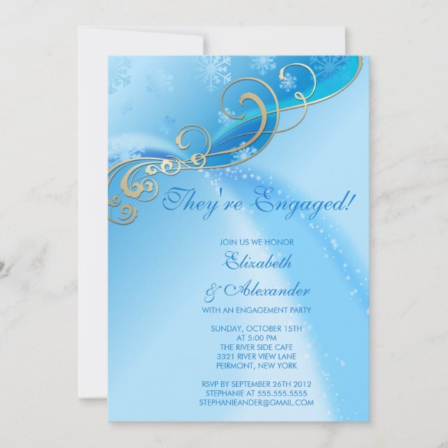 Invitation Fiançailles des Snowflakes d'hiver moderne (Devant)