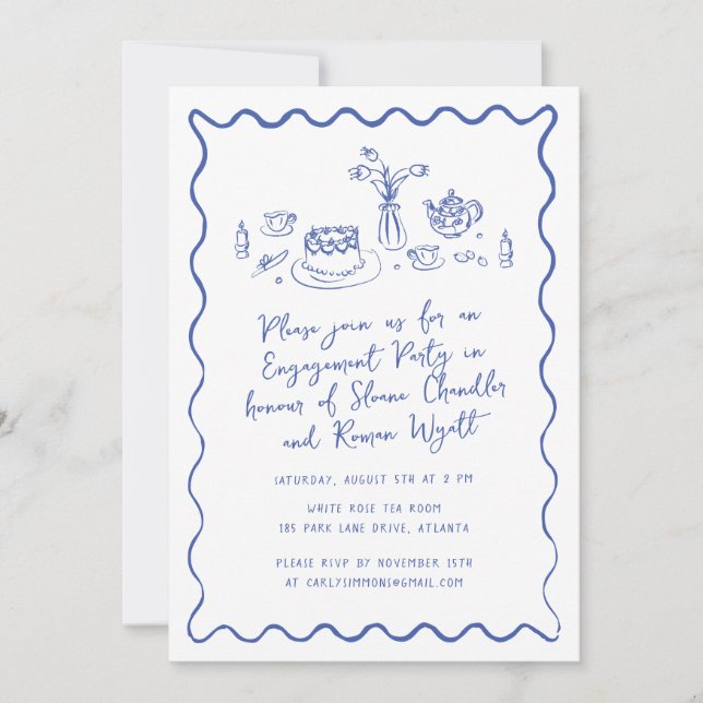 Invitation Fiançailles Doodles  (Devant)