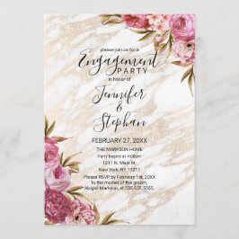 Invitation Fiançailles en marbre or rose