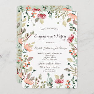 Invitation Fiançailles Fleur sauvage chic