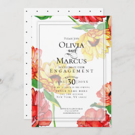 Invitation FIANÇAILLES | Fleurs modernes Gerbera Rouge Jaune