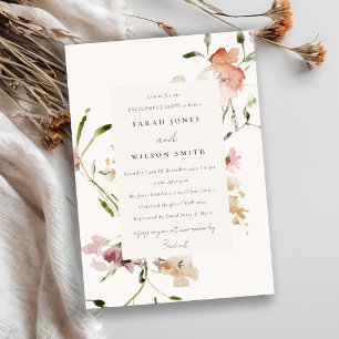 Invitation Fiançailles floral doux de prairie pâturée