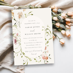 Invitation Fiançailles floral doux de prairie pâturée