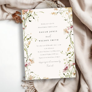 Invitation Fiançailles floral doux de prairie pâturée