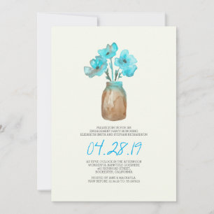 Invitation fiançailles florale turquoise d'aquarelle