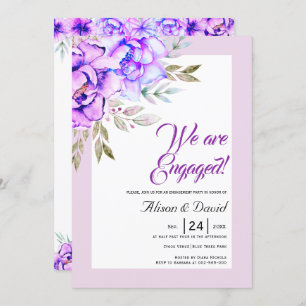 Invitation Fiançailles lilas de fleurs d'aquarelle violette