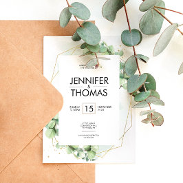 Invitation Fiançailles mariage de  à l'eucalyptus tendance