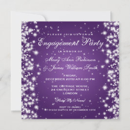 Invitation Fiançailles mariage Hiver Étincelle Violet