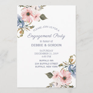 Invitation Fiançailles Mariage Pastel Blue Pink violet