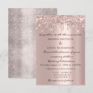 Invitation Fiançailles mariage Rose Gold Blush Drives Blush