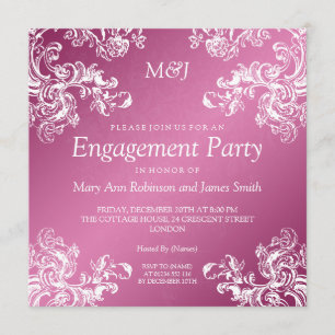 Invitation Fiançailles mariage Vintage Éper 2 Rose