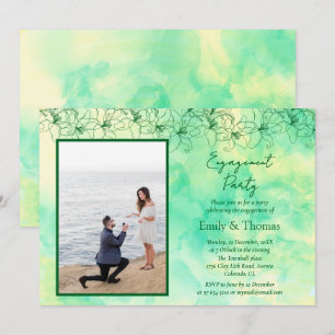 Invitation fiançailles minimaliste mariage de fond vert