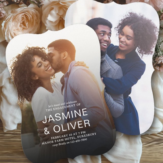 Invitation Fiançailles moderne à fond saigné Photos de mariag (Engagement Photo Invitation from the Engagement Party Invitations collection by Darling & May)