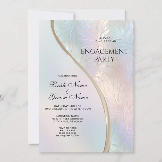 Invitation Fiançailles Moderne Abstraite Iridescente (Devant)