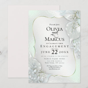 Invitation FIANÇAILLES Mystic Honeydew Shimmer Feuilles