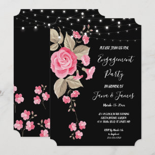 Invitation Fiançailles noir de chaîne Whimsical