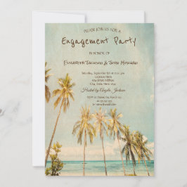Invitation Fiançailles Retro Beach Palms
