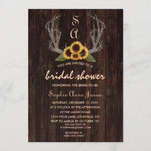 Invitation Fiançailles rustique Sunflower Antlers