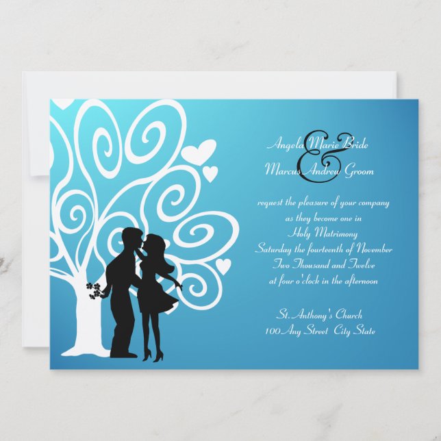 Invitation Fiançailles / Silhouette de mariage (Devant)