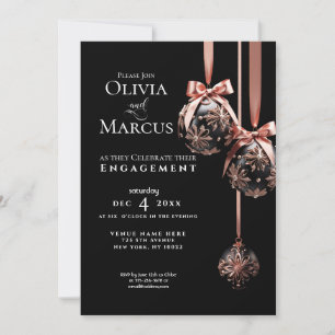 Invitation FIANÇAILLES   Winter Pink et Onyx Baubles