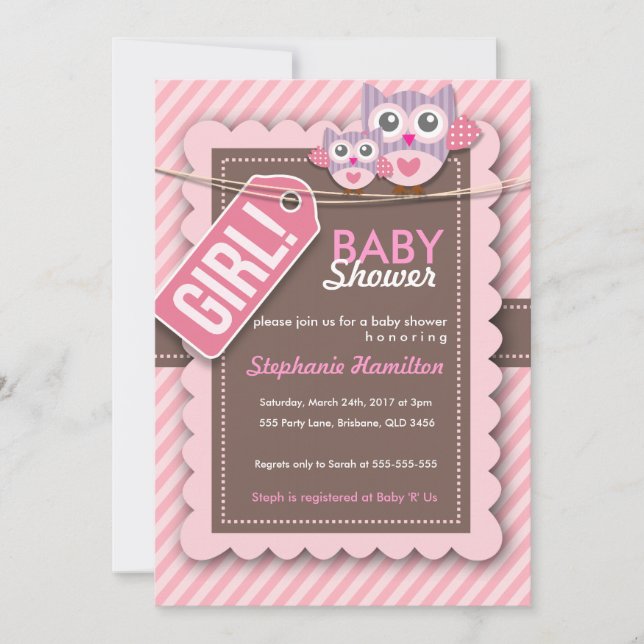 Invitation Ficelle faite sur commande de douche de bébé de (Devant)