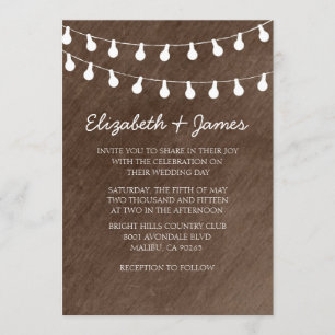 Invitation Ficelle rustique des lumières épousant des