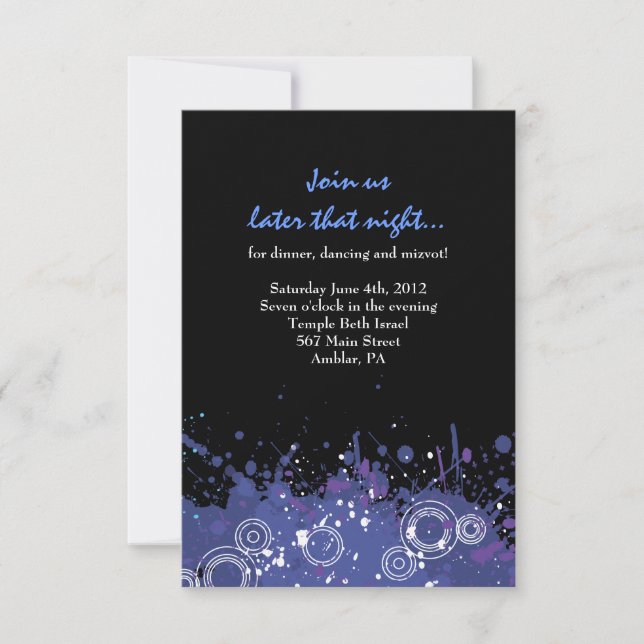 Invitation Fiche Bat mitzvah pour trompette et piano-bar musi (Devant)