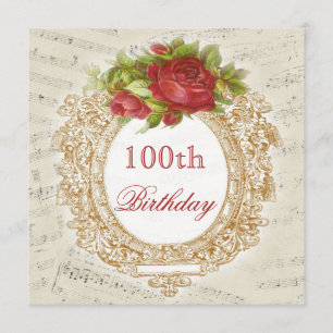 Invitation Fiche de musique Vintage sur le cadre de la Rose r